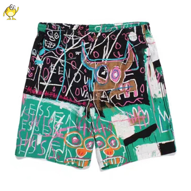 WACKO MARIA-Shorts de praia casuais vintage para homens e mulheres, calções Graffiti High Street, qualidade superior