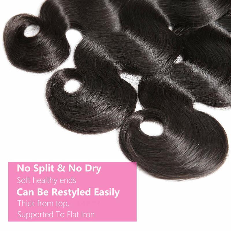 Bundles brésiliens de cheveux humains Body Wave pour femmes, 100% non transformés, tissage en lot, 20 po, 22 po, 24 po, # 1b