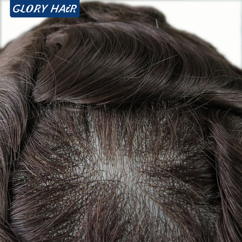 Unidade de cabelo invisível PU para homens Toupee de pele super fina peruca de várias cores, prótese capilar All V Loop, depuração, OS21