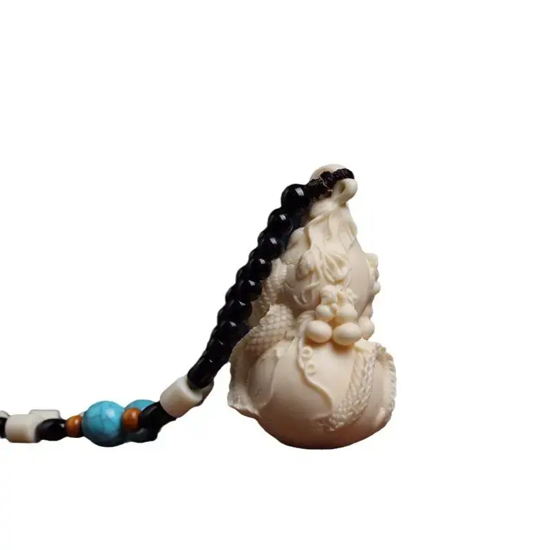 Gourde de tête de dragon en bois carimplantée en ivoire, pièce de jeu, pendentif en UL, cadres de Bodhi, artisanat Wen Play Panlong, nouveau