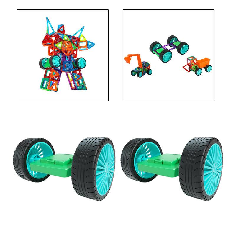 Azulejos magnéticos Set Rodas, Construção Base Stem, DIY, habilidades motoras, pré-escolar, 3D, Geometria Puzzle, 2pcs
