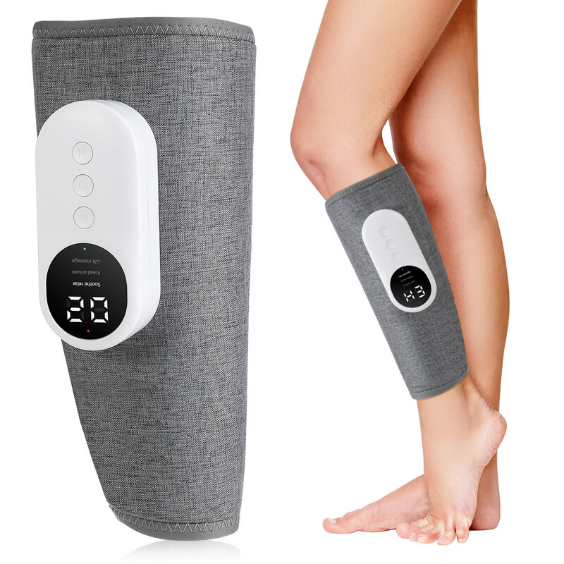 Massageador portátil de bezerro com compressão e calor para homens e mulheres, amassar as pernas, pressão do ar