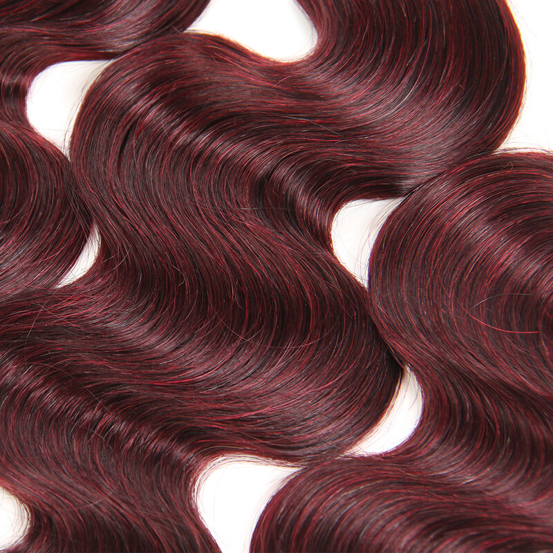 Sleek-mechones de cabello humano rojo 99J para mujer, extensiones de cabello brasileño Remy ondulado, mechones individuales, extensiones de cabello de color 99J