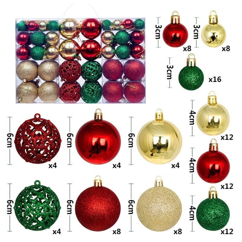 Festive 100pcs Shatterproof Christmas Ball Baubles Assorted Ornament Set Dropship