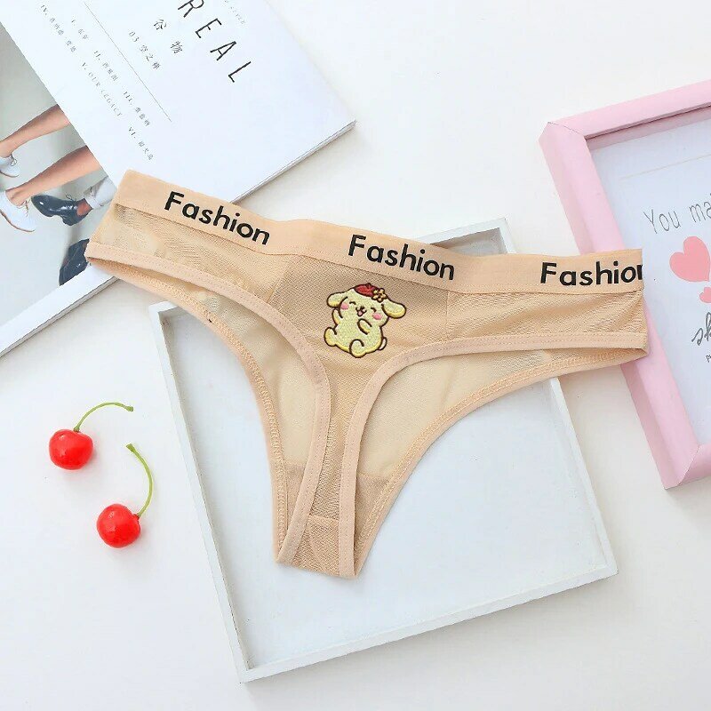 Couple Underwear Hello Kitty Cute Cartoon Letter Sexy Anime Funny Women Mesh Breathable Tempting Traceless Kawaii G String Pants