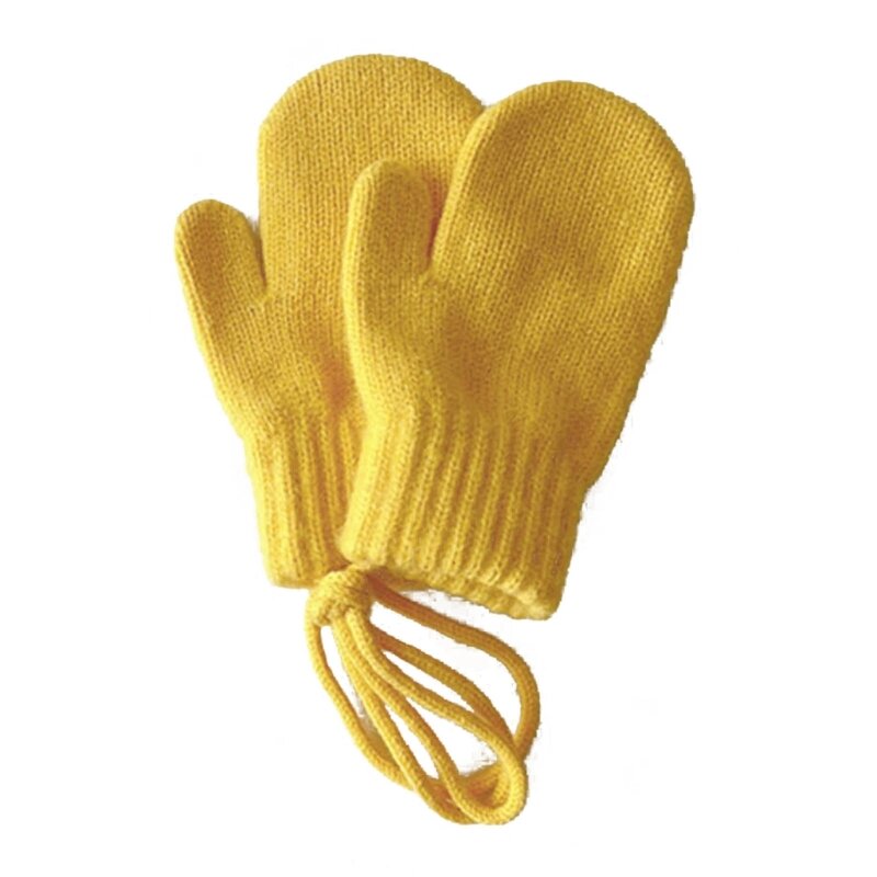 1 ペア子供のネックホルター手袋通気性のベビーニットミトン秋冬指なし手袋 1-4 歳の幼児