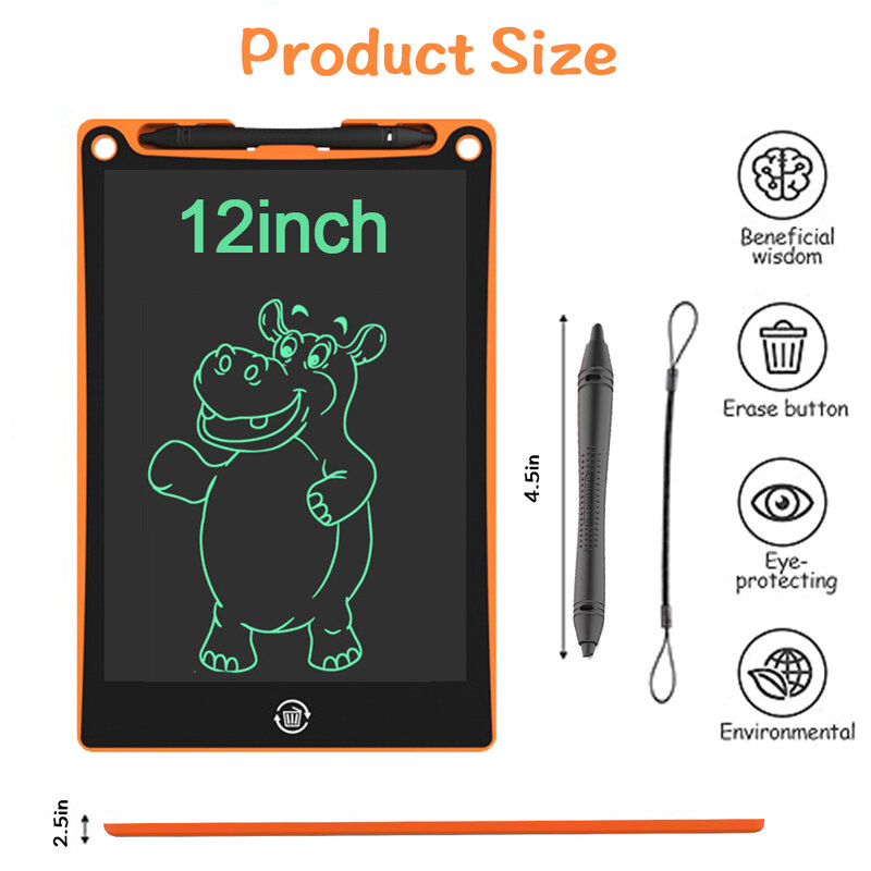Tablet Tulis LCD 12 Inci Mainan Edukasi Pembelajaran untuk Anak Papan Gambar Tulis Mainan Anak Perempuan Papan Tulis Ajaib Anak-anak