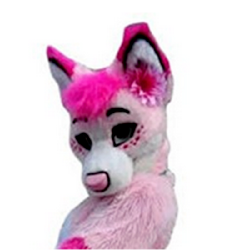 Traje de mascote rosa Husky Fox para adultos, vestido cosplay de pele longa, extravagante, sexy, postagem gratuita, atacado de fábrica, ternos