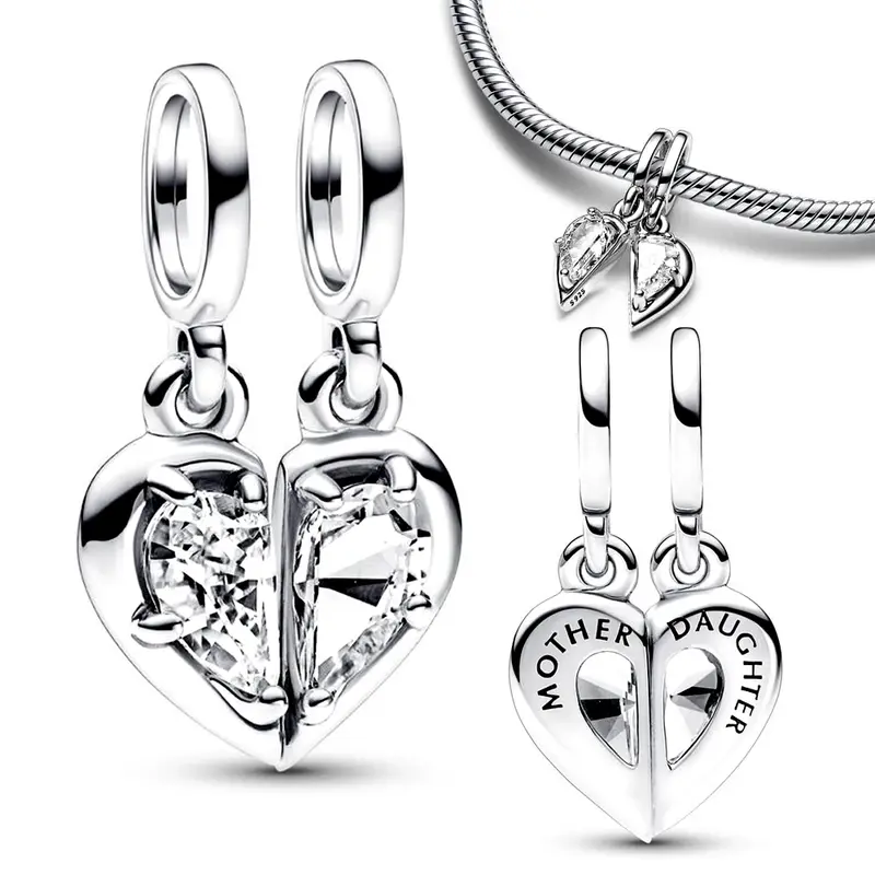 Oryginalny dwukolorowy srebrny wisiorek Yin & Yang typu Splittable Sun & Moon pasuje do bransoletka Pandora biżuterii ze srebra 925