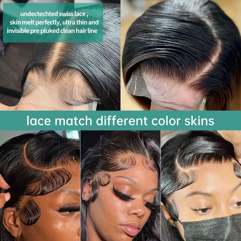 Falowanie ciała przezroczyste 13x4 13x6 HD koronkowa peruka na przód 4x4 40 Cal bezklejowe ludzkie włosy peruki brazylijskie wstępnie oskubane dla czarnych kobiet