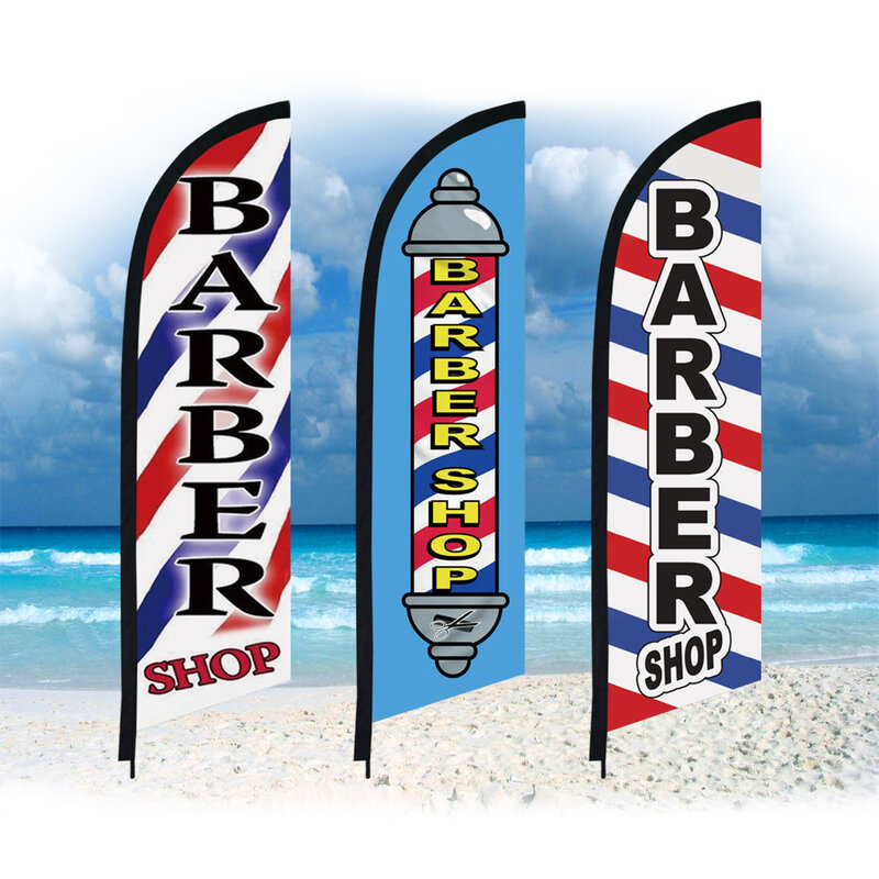 Barber Shop Feather Flag Only Swooper Without Pole Beach Flag Custom Outdoor Sport Club Advertising Decoration Banner Auto