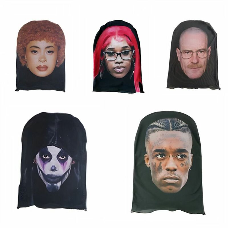 Máscara facial de Kanye sin costuras con estampado 3D, máscara facial de celebridad, cubierta de cabeza divertida, bufanda de montar, sombreros de Cosplay, capucha de Hip Hop