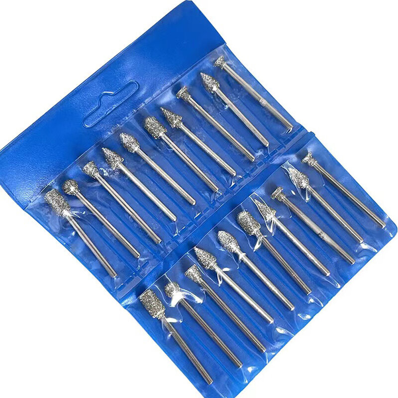 20pcs 60# 3mmx6mm Diamond Grinding Points Stone working Bits Diamond Grinding Burr Combination package