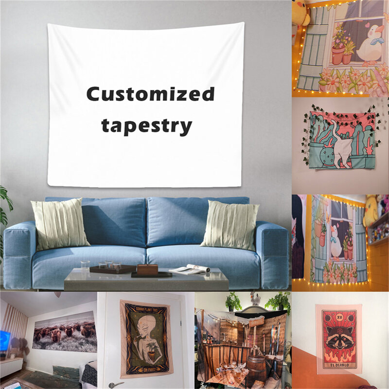 Personalizado Tapeçaria Wall Hanging Blanket, Boho Mandala Tapeçarias, Feitiçaria Tapestys, imprimir sua foto, paredes Hippie