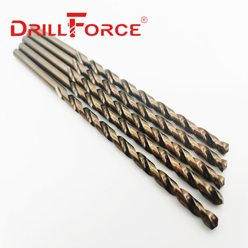 Drillforce Tools-Forets hélicoïdaux longs pour acier inoxydable, alliage d'acier et fonte, HSSCO 5% M35 asile alt, 160-400mm, 5 pièces, 2-14mm