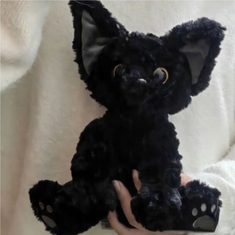 Juguete de peluche de gato Plaime, almohada de color caqui, muñeca de gato negro KUKI rizado alemán, Influencer de ojos grandes, regalo de cumpleaños para niños