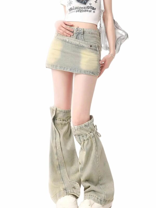 Pantaloncini di Jeans retrò americani Jeans a vita alta da donna pantaloni corti caldi moda primavera estate Streetwear coreano gotico semplice