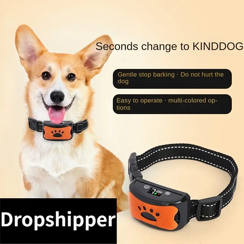 Coleira anti-latido para Pet Dog, Coleira elétrica USB, Colar de treinamento ultrassônico para cães, Pare de latir vibração