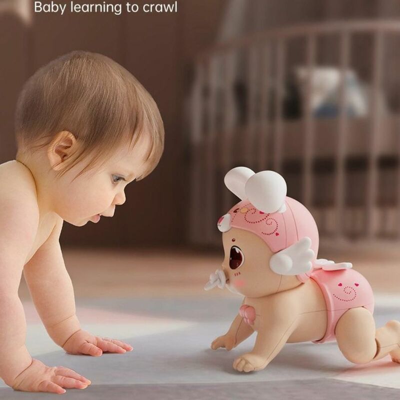 Chupeta elétrica para bebê, brinquedos rastejantes, presente montessori, aprendendo a brincar, azul e rosa, 6 a 12 meses
