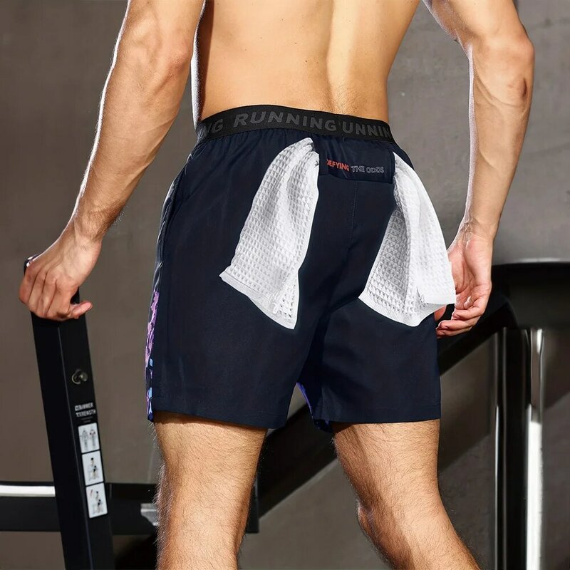 Männer gedruckt schnell trocknende Shorts Fitness Laufen lässig atmungsaktive Shorts elastische Taille Stretch Kompression Fitness Training Shorts