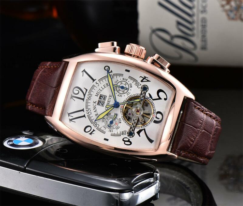 FRANCK MULLER jam tangan mekanis otomatis mewah untuk pria jam tangan tengkorak Tourbillon jam tangan pria Tonneau jam tangan pria