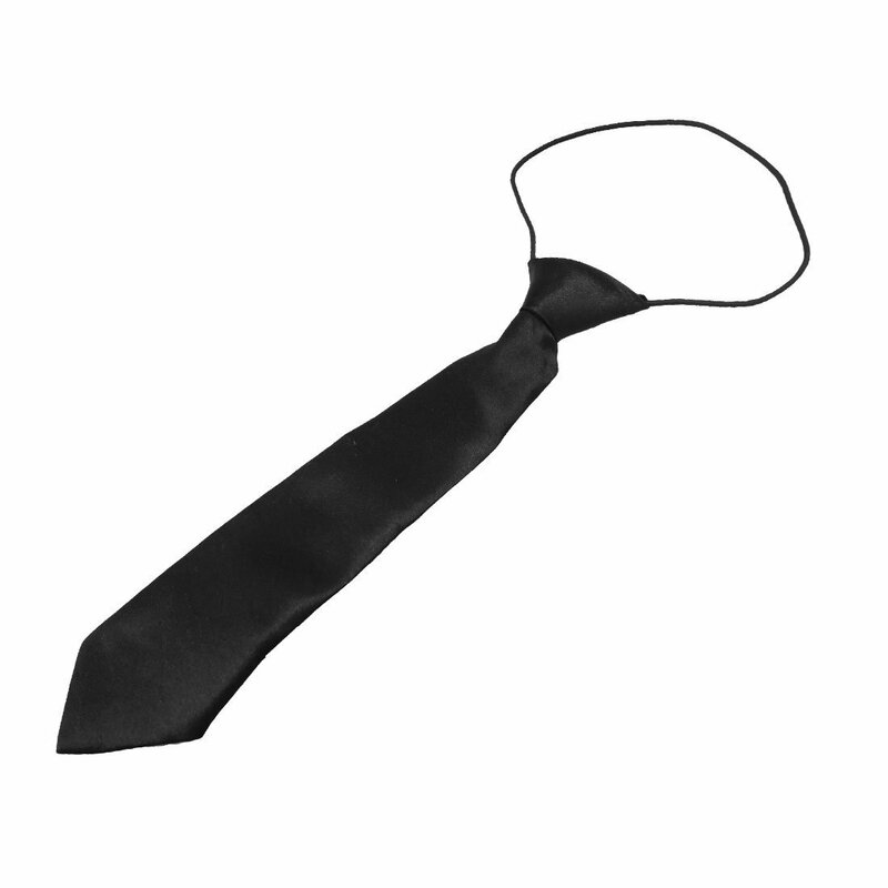 Однотонный черный полиэстеровый эластичный тонкий галстук шейный галстук для ребенка