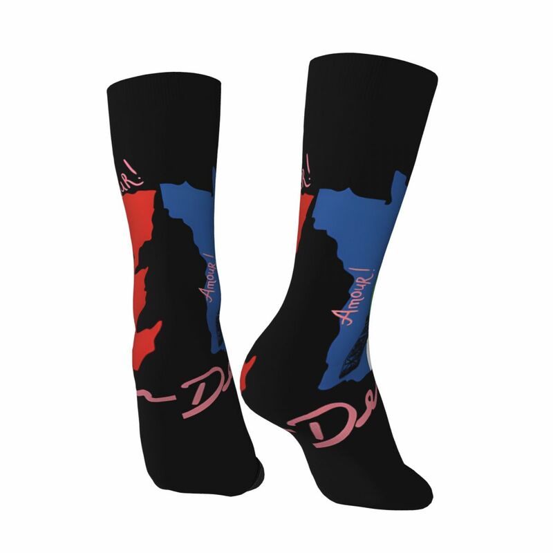 Happy Funny In France Men's Socks Vintage Harajuku D-Denver, The Last Dinosaur Street Style Novelty Pattern Crew Crazy Sock