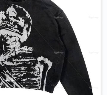 2022 novo hoodie de moletom com capuz de impressão de crânio branco nova personalidade osso spur imprimir alto estilo de rua