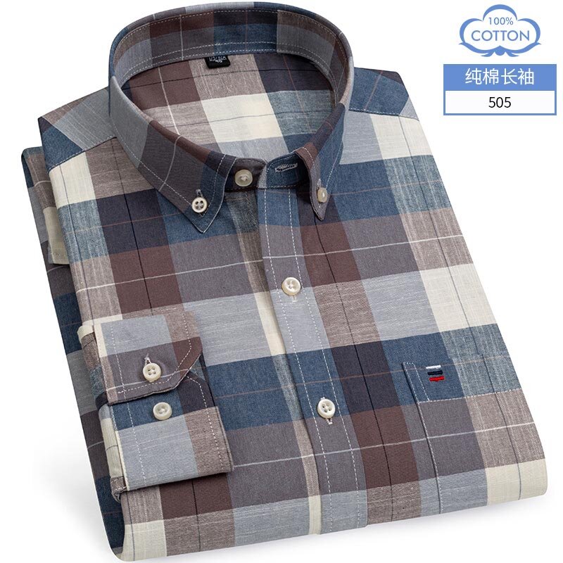 Casual Shirts Für Männer Baumwolle Oxford Plaid Striped Lange Hülse 4 Saison Weiche Atmungsaktive Klassische Elegante Business Smart Shirts