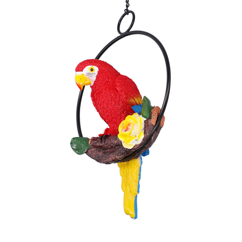 Macaw Garden Pendant resina sintetica Hanging Ring pappagalli scultura per Pathway Yard Patio Lawn
