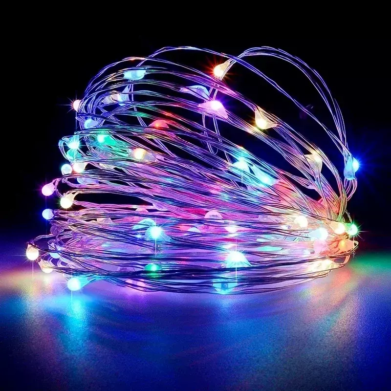 Decoração de Natal Fairy Light String, Flower Wreath Power Supply, Férias Interior Pendurado Luzes, Baixa Tensão, Bateria, USB, 3V