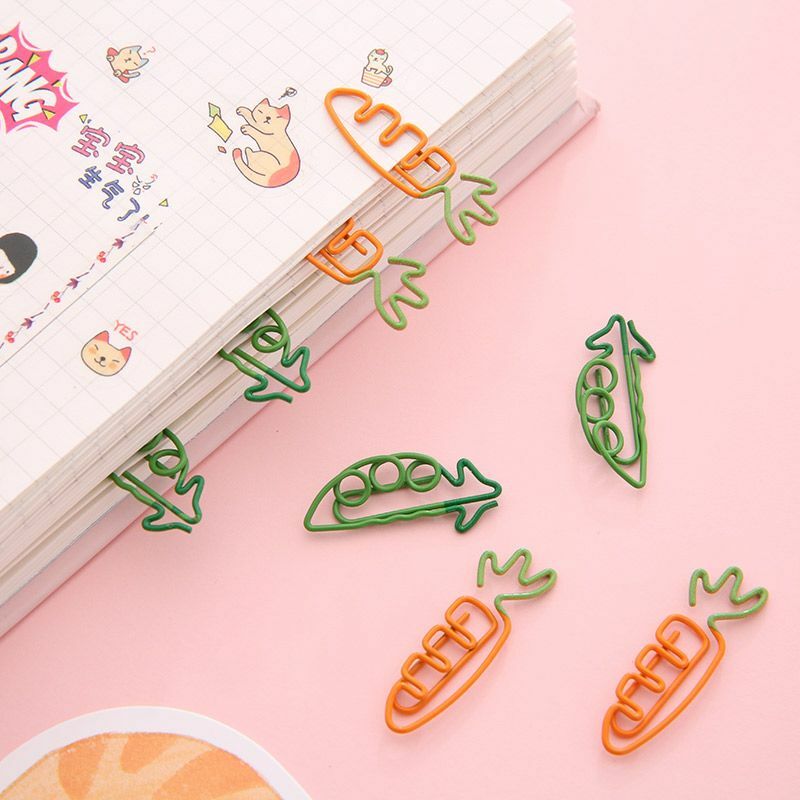 5pcs Creative Carrot  Metal Paper Clips Bookmark Decor Colorfur Book Note Binder Clip Marking Clip Stationery school office sup