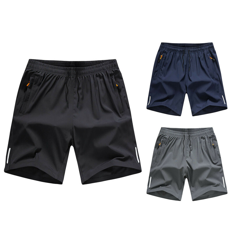 Pantalones cortos informales de verano para hombre, Shorts transpirables de playa de seda de hielo, cómodos, para Fitness, baloncesto, deportes, correr