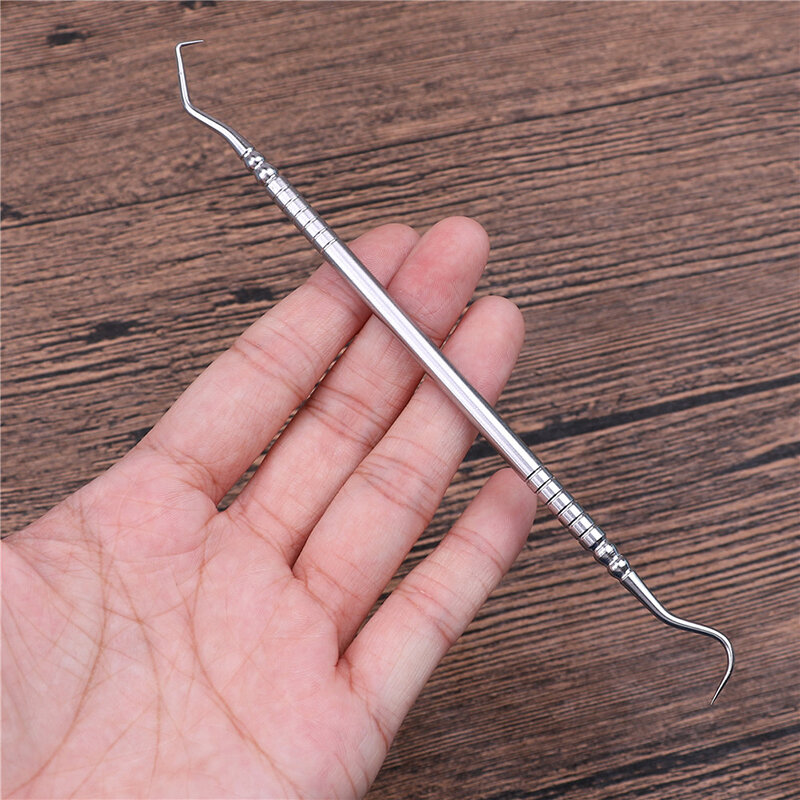 Crochet de sonde en acier inoxydable à double extrémité pour dentiste, accessoire d'hygiène dentaire, 1 pièce de 17cm