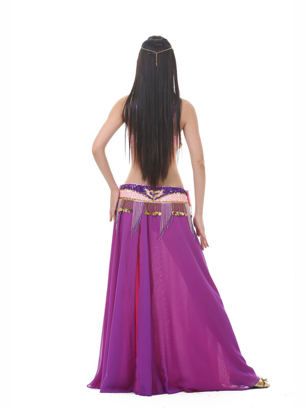 Belly Dance Suits Stage Performance Costumes Colorful Heavy Industry Tassel Sequins Two-Piece Bra + Skirt+Waist、 Accessories