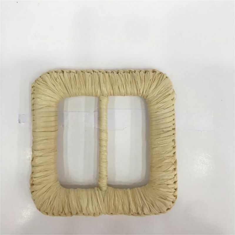 Australian design raffia square hand-woven buckle environmentally friendly natural foreign trade belt buckle button 2pcs