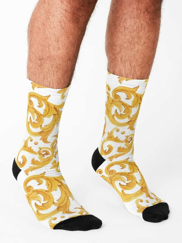 Baroque Pattern Socks Antiskid soccer cycling Socks For Man Women's