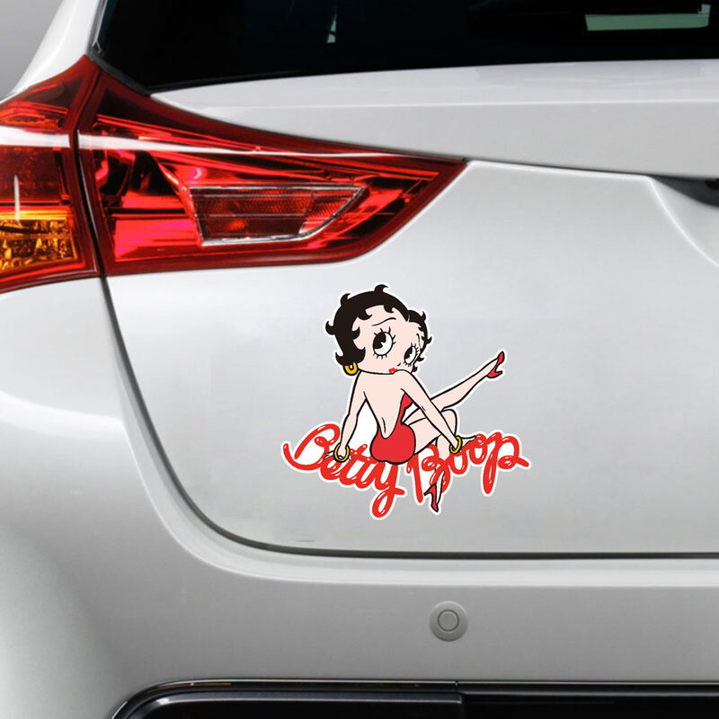 Autocollant de voiture mignon de dessin animé Lady Betty, autocollant décoratif pour fenêtre, climatiseur, accessoires de voiture, imperméable