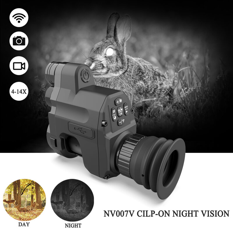 กล้องดิจิตัลแบบมีจุดสีแดงกล้องการมองเห็นได้ในเวลากลางคืนแบบตาเดียว WiFi 1080P สำหรับล่าสัตว์ NV007V