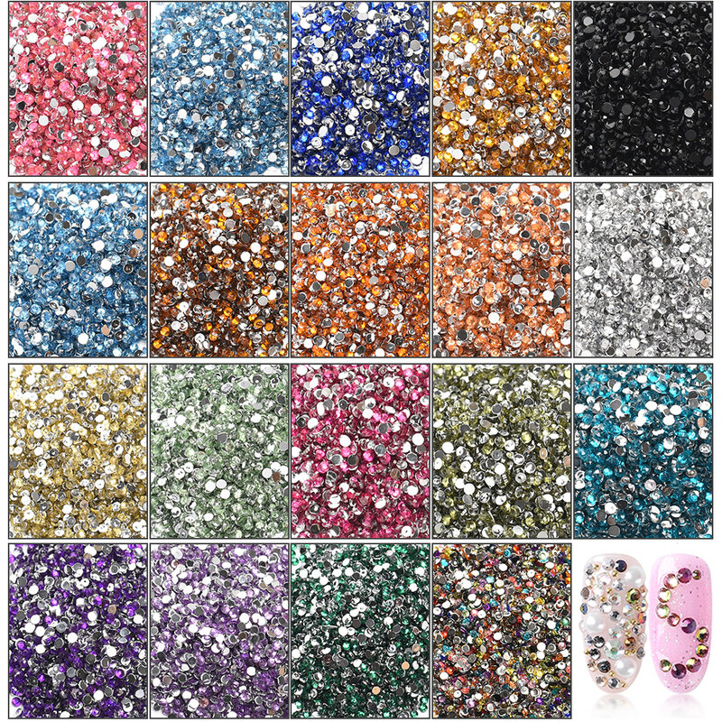 Mixed Color Clear Crystal Non HotFix FlatBack Rhinestones Small Loose Beads DIY Glitter Stone 3D Nail Art Decoration Accessories