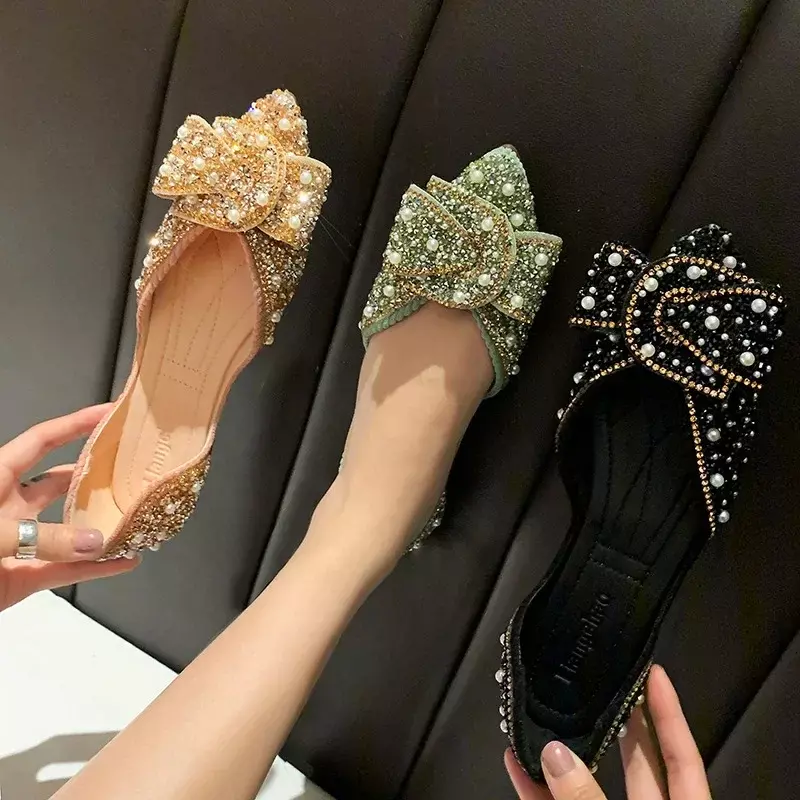Moda damska płaskie pojedyncze buty jesienna ze szpiczastym szpiczastym buty z palcami płaskie mokasyny miękka podeszwa damska Plus rozmiar 35-43 Zapatos De Mujer