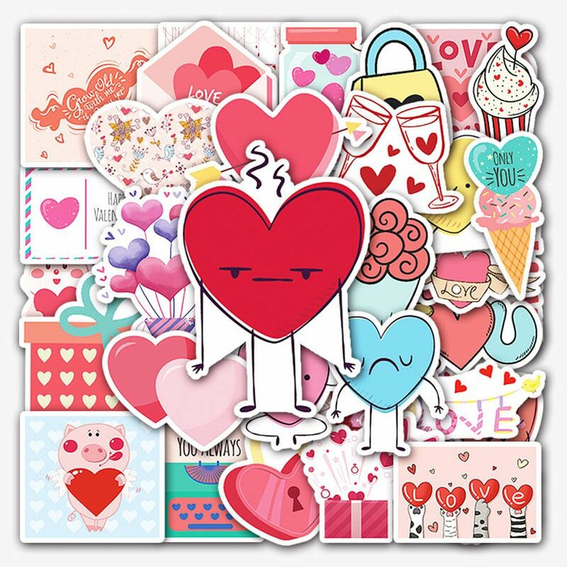 School Kantoorbenodigdheden Bagage Gitaar Animel Stickers Valentijnsdag Graffiti Stickers Dagboek Embleert Valentijnsdag Stickers