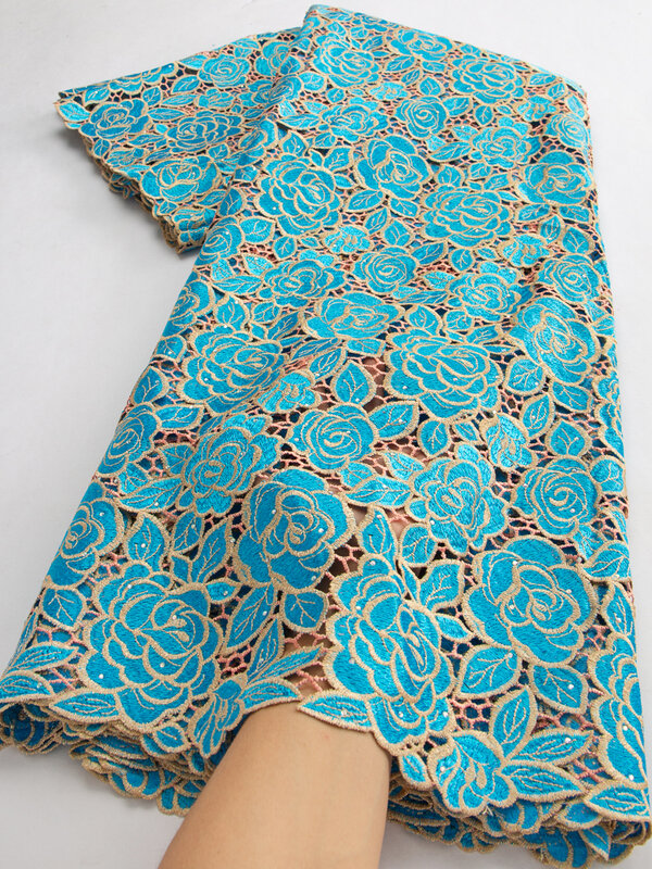 Tela de encaje de guipur africano para mujer, tejido de encaje nigeriano Soluble en agua para coser vestidos de fiesta, alta calidad, 2024, TY3572