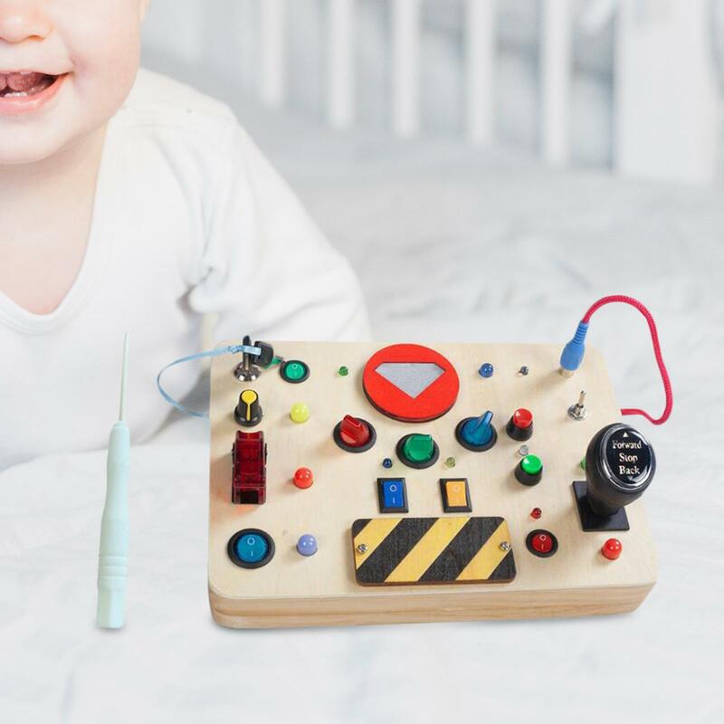 Przełącznik LED zajęty pokład maluchy uczące się poznawcze rozwijać podstawowe umiejętności motoryczne Montessori zabawka dla chłopców dzieci dzieci małe dzieci