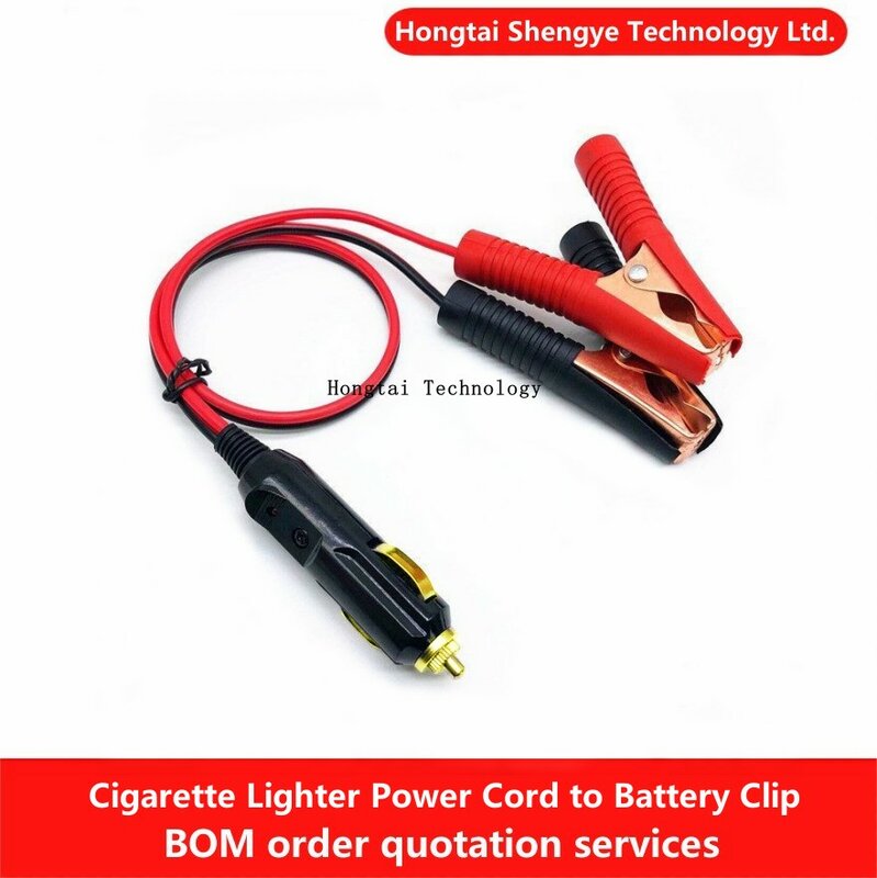 12V-24V Car Cigarette Lighter Socket Male Plug Adapter Power Cord 100A Crocodile Clip Battery Extension Cord 20A Fuse LED Lights