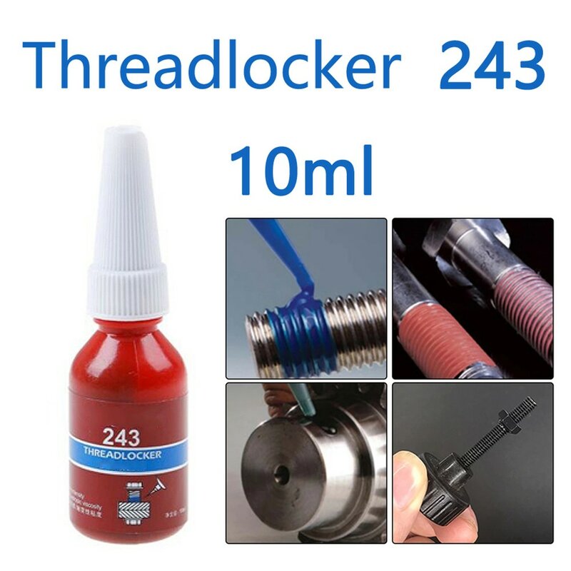 Blue Screw Glue Thread Locking Agent, Cola Anaeróbica, Anti-Loose, Força Média para Threads Below M20, Threadlocker 243, 10ml