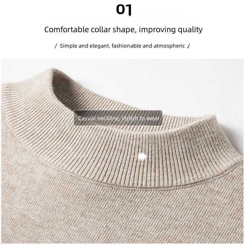 2023 Men's Cashmere Sweater Half Turtleneck Men Sweaters Knit Pullovers For Male Youth Slim Knitwear Man Sweater Men's Clothing