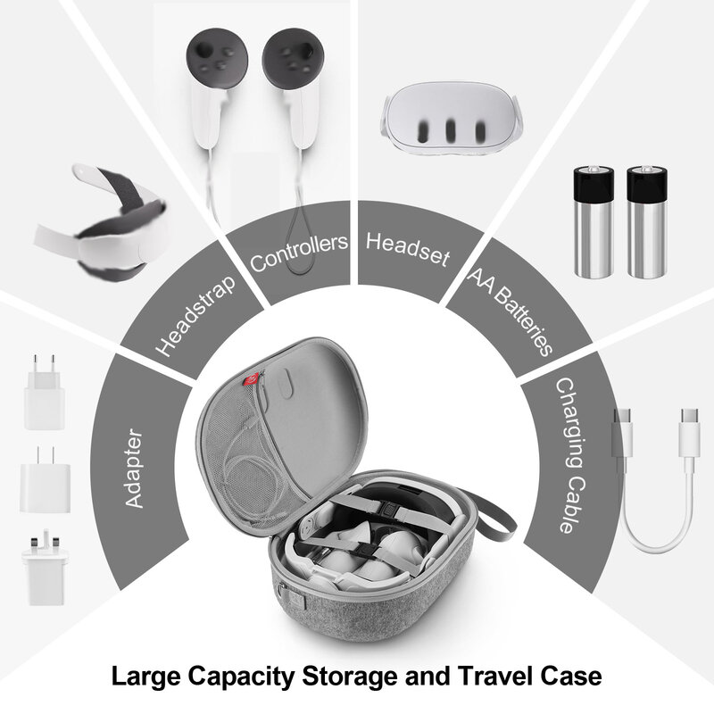 메타 퀘스트 3 VR 헤드셋용 가방 운반 케이스, 휴대용 여행 보관함, EVA 하드 쉘 보호 상자, 메타 퀘스트 3 액세서리