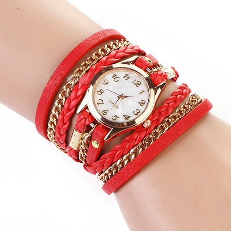 Женские винтажные Многослойные наручные часы с браслетом из искусственной кожи