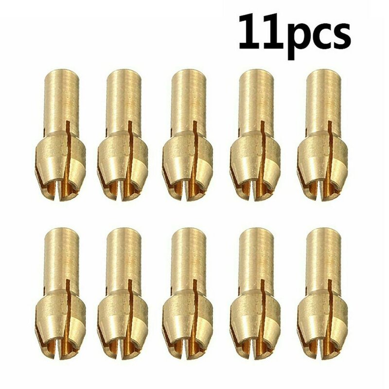 Mini Drill 11pcs/Set Power Tool Brass Collet Chuck Durable And Practical 10pcs 0.5-3.2MM Copper Sandwich And 1 Silver Nut